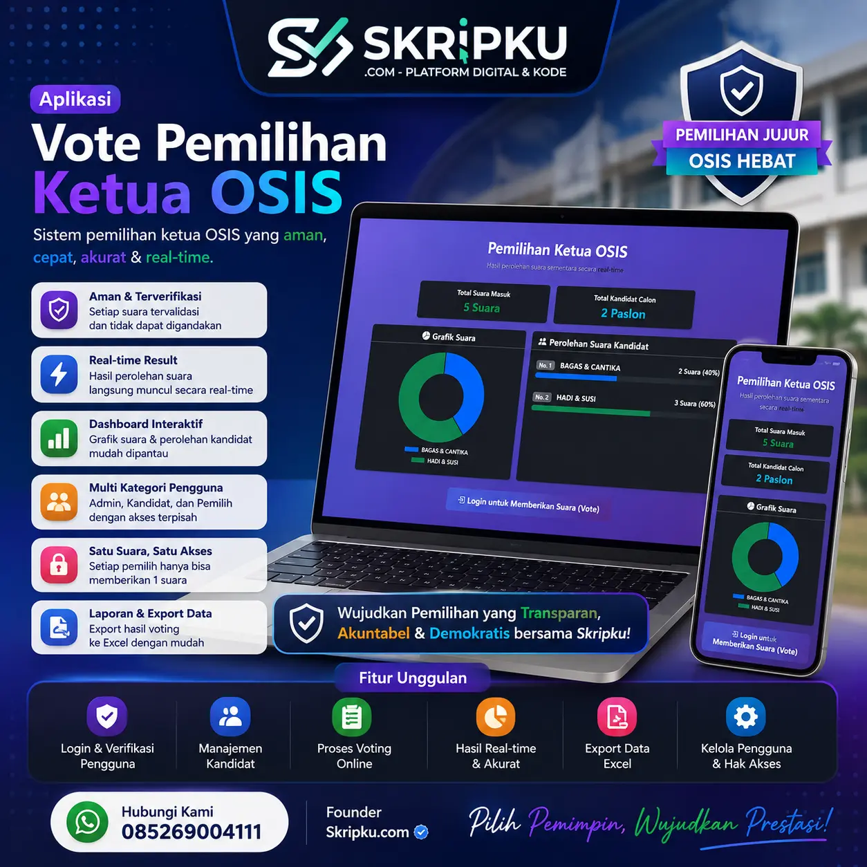 Paket Website Sekolah + App Vote Pemilihan Ketua OSIS